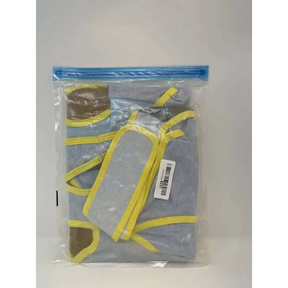 Kuoser recovery suit for dogs after surgery in light blue and‎ yellow.